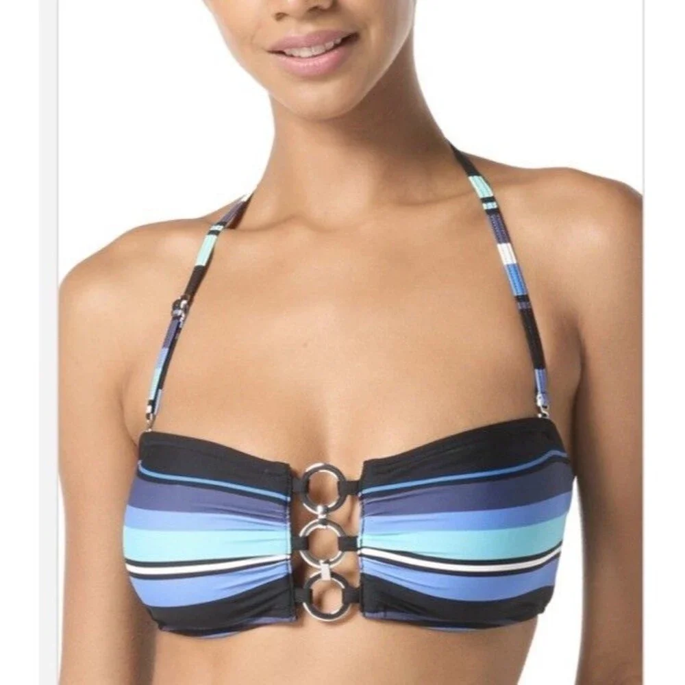 Michael Kors Women's Blue Bandeau Ring Bikini Top Size XS NWT $86